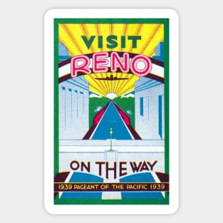 1939 Visit Reno Nevada Sticker